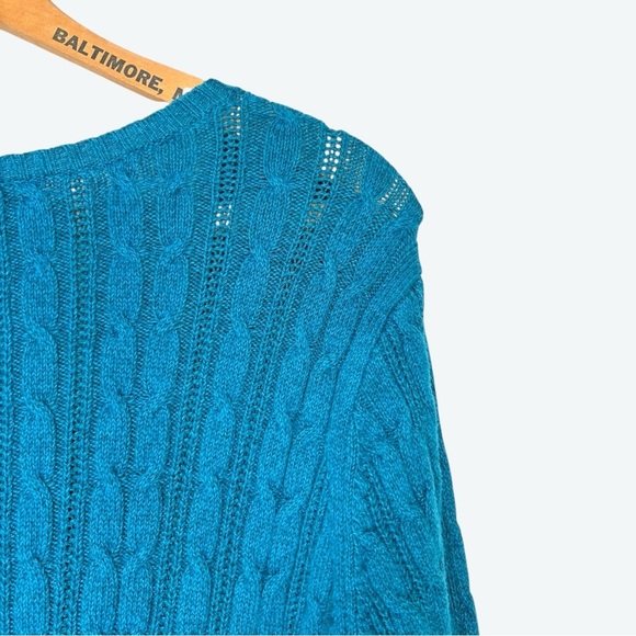 90s Grandmacore Blue Rib Knit Sweater Pullover Women's XL Y2K Preppy, Academia - Picture 6 of 12